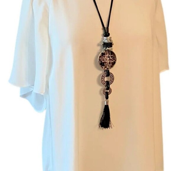 Soft Surroundings Semi Sheer Hi-Lo Dressy Career Blouse Off White Shirt Top M - Picture 6 of 9